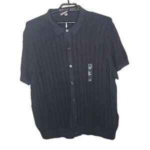 Michael Kors Sweater Shirt Men's Size XXL Black Button Up Short Sleeve t72